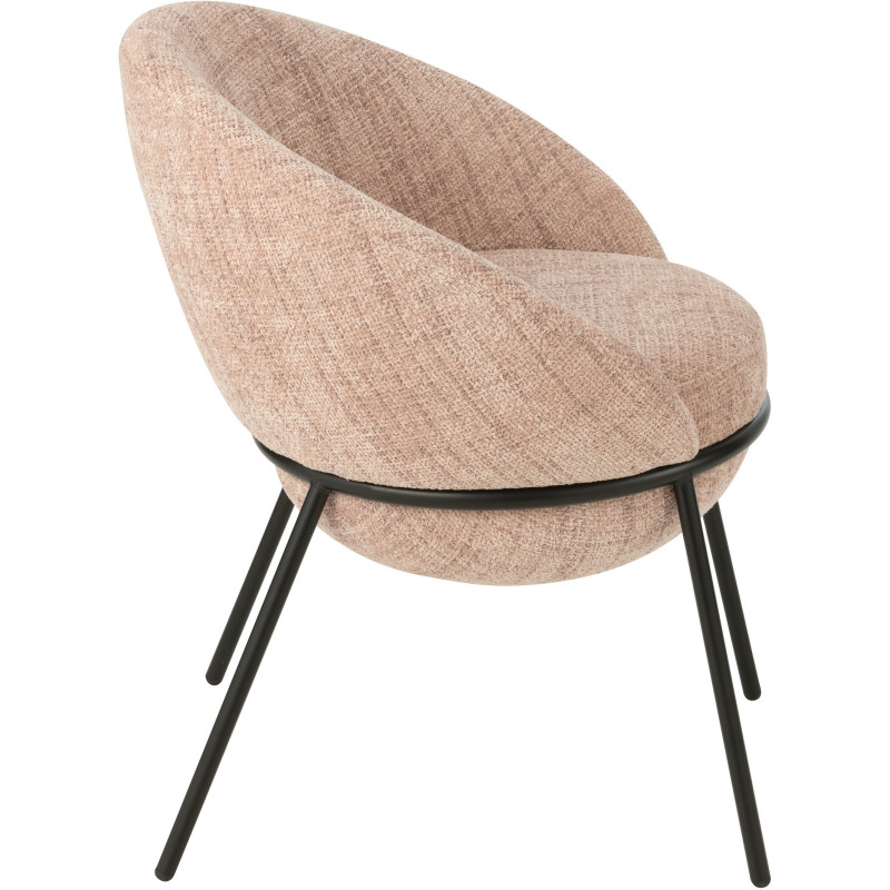 Fauteuil de table moderne boule en Tissu Rose clair Métal Noir Jopal - 4