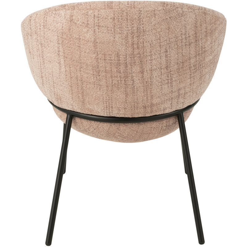 Fauteuil de table moderne boule en Tissu Rose clair Métal Noir Jopal - 5