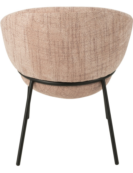 Fauteuil de table moderne boule en Tissu Rose clair Métal Noir Jopal - 5