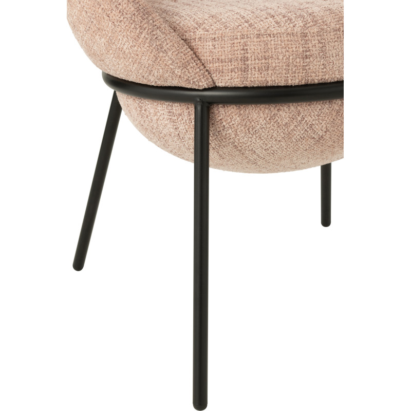 Fauteuil de table moderne boule en Tissu Rose clair Métal Noir Jopal - 6
