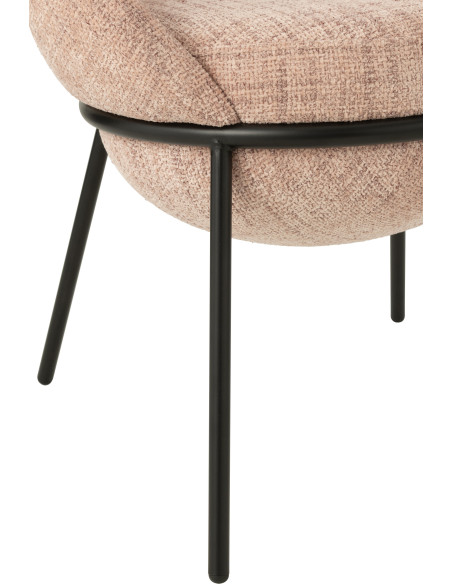 Fauteuil de table moderne boule en Tissu Rose clair Métal Noir Jopal - 6