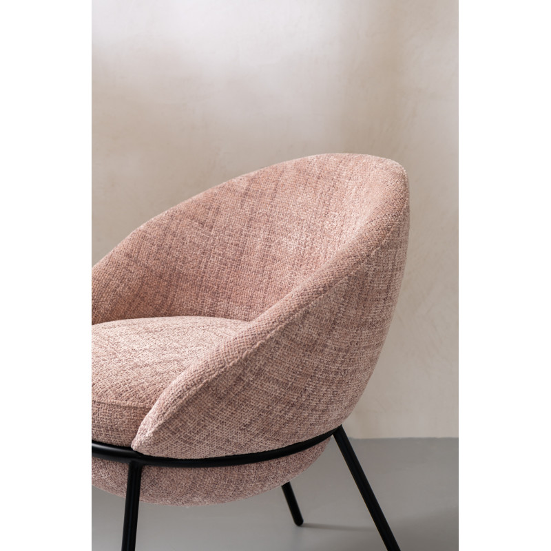 Fauteuil de table moderne boule en Tissu Rose clair Métal Noir Jopal - 10