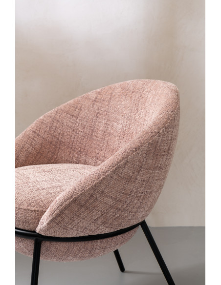 Fauteuil de table moderne boule en Tissu Rose clair Métal Noir Jopal - 10