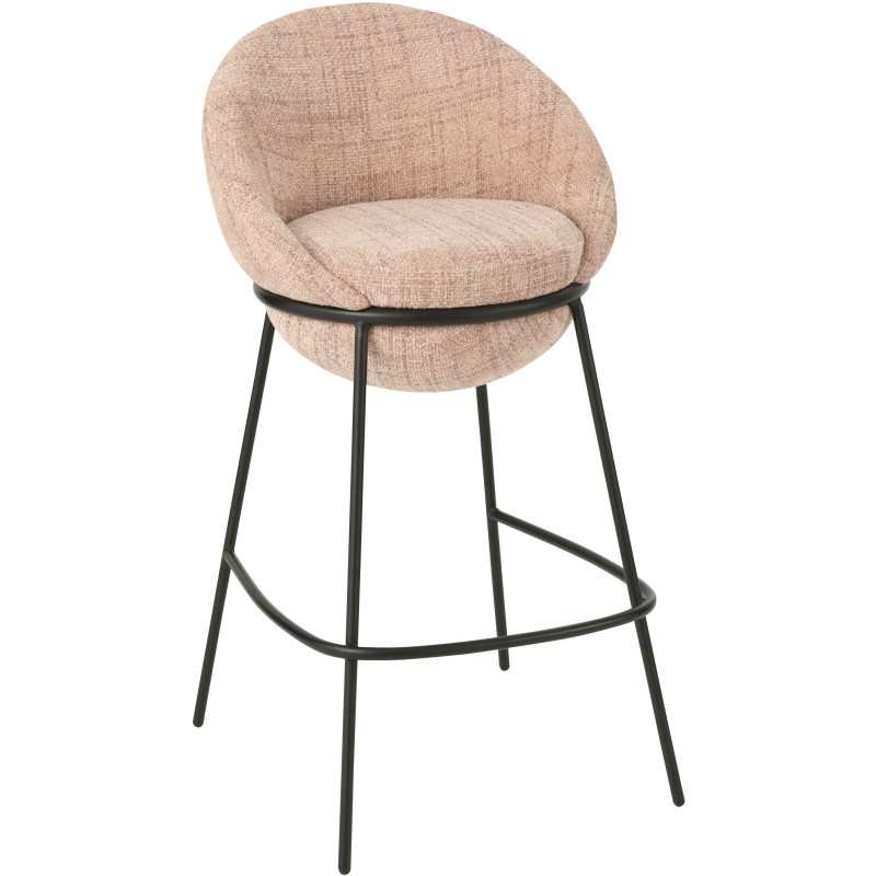Tabouret de bar moderne boule en Tissu Rose clair Métal Noir Jopal - 1