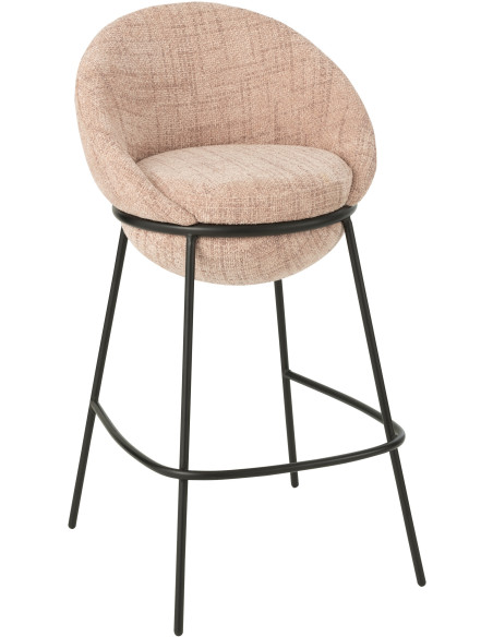 Tabouret de bar moderne boule en Tissu Rose clair Métal Noir Jopal - 1