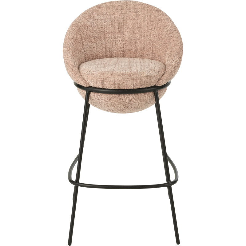 Tabouret de bar moderne boule en Tissu Rose clair Métal Noir Jopal - 2