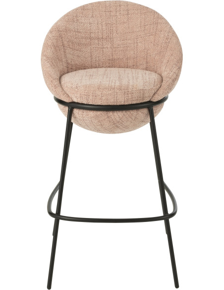 Tabouret de bar moderne boule en Tissu Rose clair Métal Noir Jopal - 2