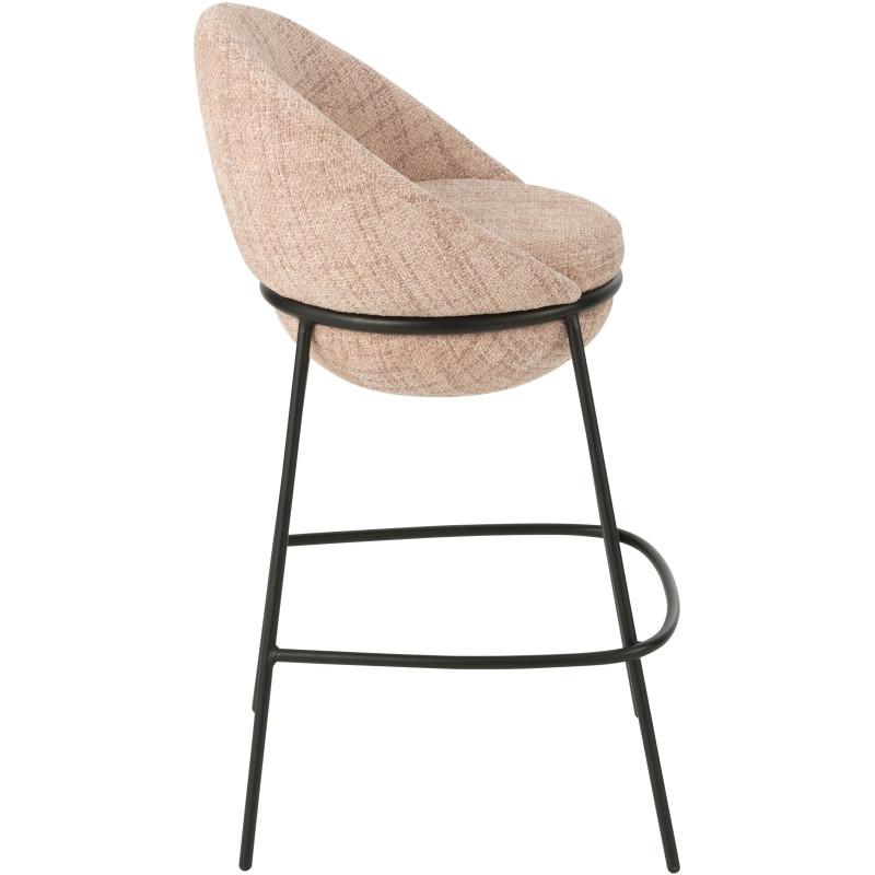 Tabouret de bar moderne boule en Tissu Rose clair Métal Noir Jopal - 3