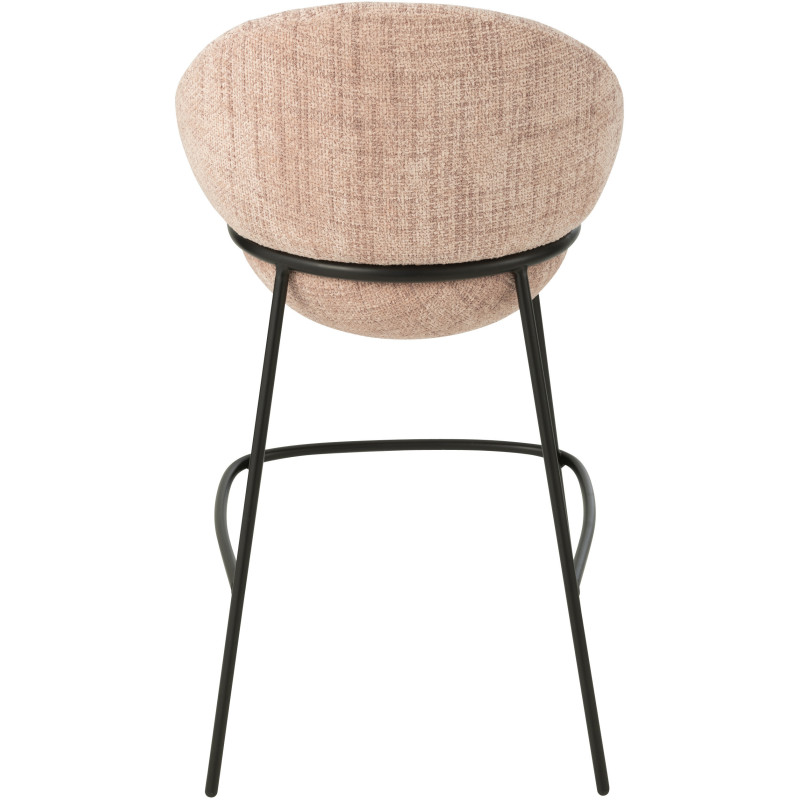 Tabouret de bar moderne boule en Tissu Rose clair Métal Noir Jopal - 4