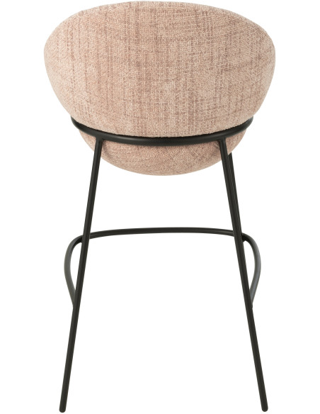 Tabouret de bar moderne boule en Tissu Rose clair Métal Noir Jopal - 4