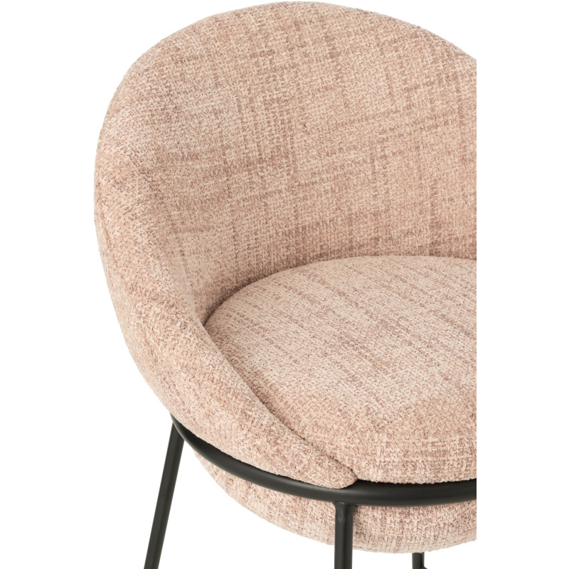 Tabouret de bar moderne boule en Tissu Rose clair Métal Noir Jopal - 6