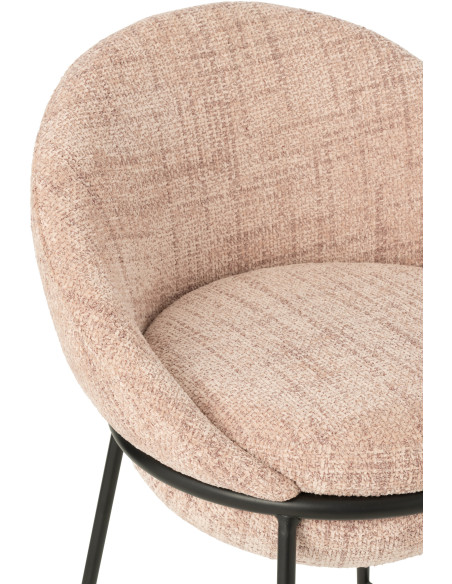 Tabouret de bar moderne boule en Tissu Rose clair Métal Noir Jopal - 6