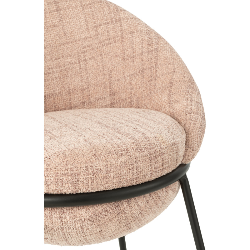 Tabouret de bar moderne boule en Tissu Rose clair Métal Noir Jopal - 7