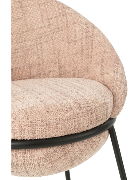 Tabouret de bar moderne boule en Tissu Rose clair Métal Noir Jopal - 7