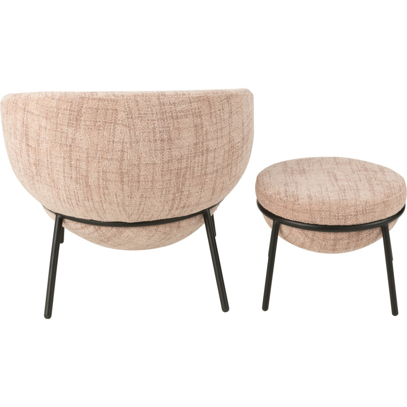 Fauteuil moderne boule avec repose-pieds en Tissu Rose clair Métal Noir Jopal - 5