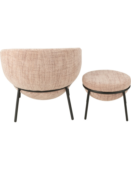 Fauteuil moderne boule avec repose-pieds en Tissu Rose clair Métal Noir Jopal - 5