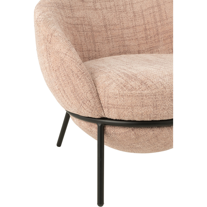 Fauteuil moderne boule avec repose-pieds en Tissu Rose clair Métal Noir Jopal - 6