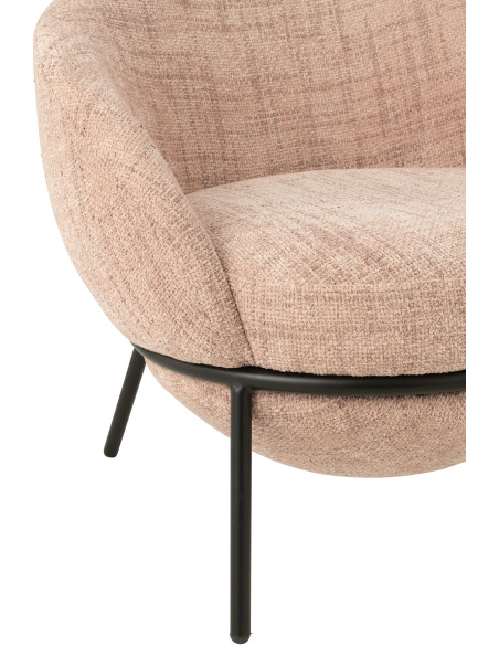 Fauteuil moderne boule avec repose-pieds en Tissu Rose clair Métal Noir Jopal - 6
