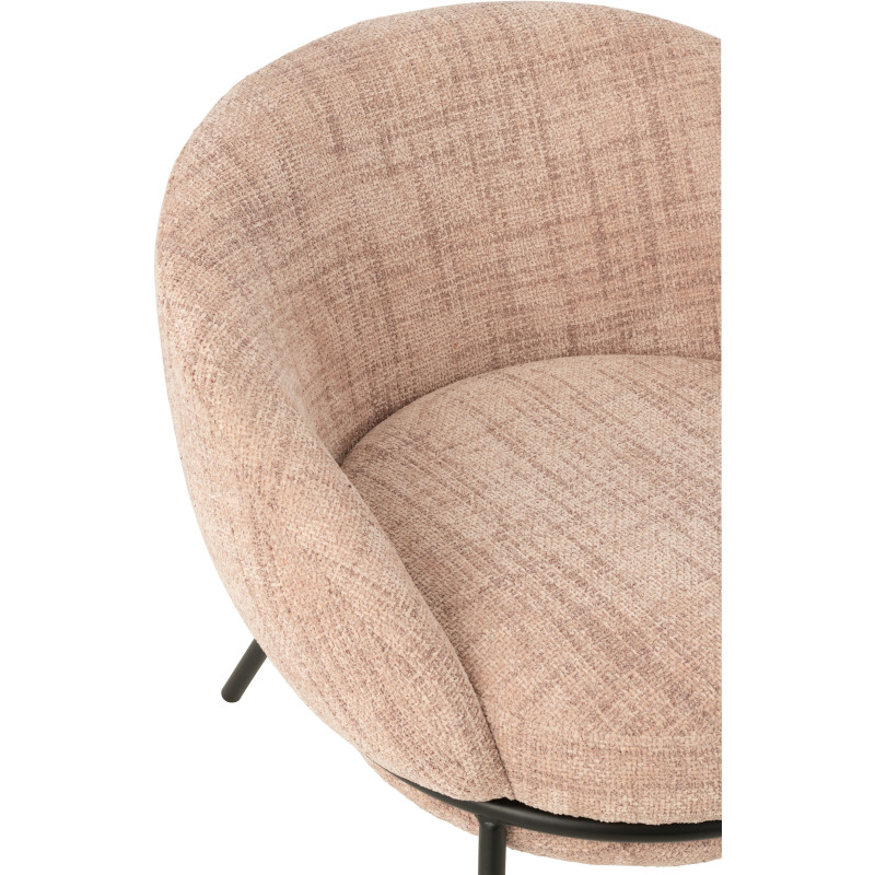 Fauteuil moderne boule avec repose-pieds en Tissu Rose clair Métal Noir Jopal - 7