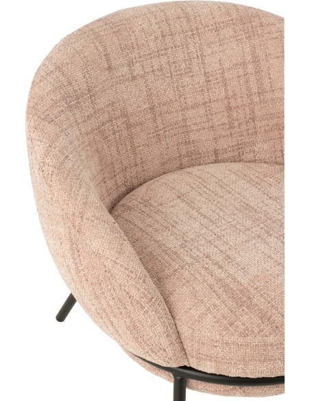 Fauteuil moderne boule avec repose-pieds en Tissu Rose clair Métal Noir Jopal - 7