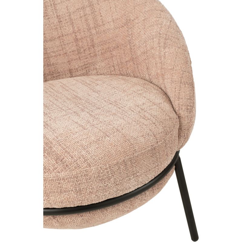 Fauteuil moderne boule avec repose-pieds en Tissu Rose clair Métal Noir Jopal - 8