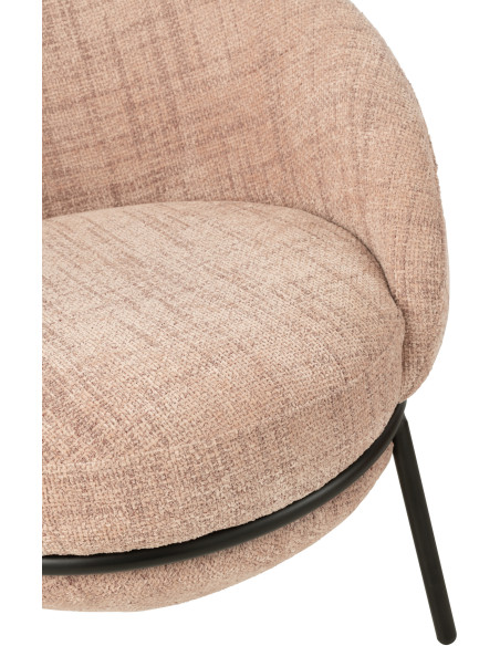 Fauteuil moderne boule avec repose-pieds en Tissu Rose clair Métal Noir Jopal - 8