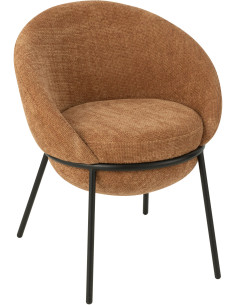 Fauteuil de table moderne boule en Tissu Terracotta Métal Noir Jopal - 1