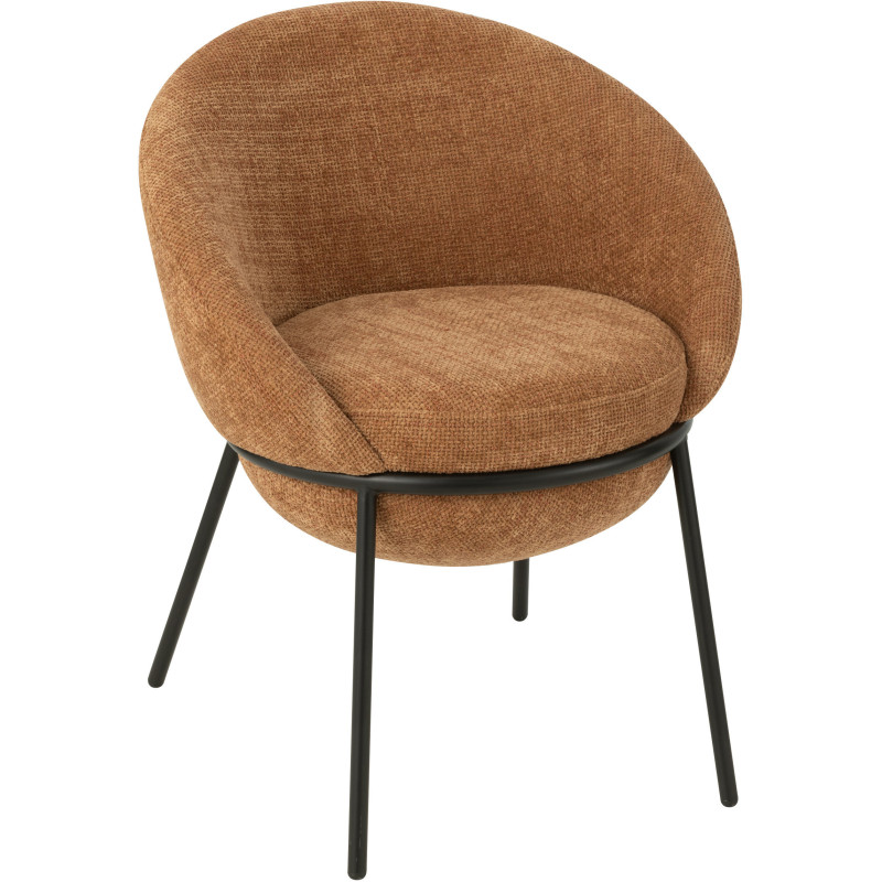Fauteuil de table moderne boule en Tissu Terracotta Métal Noir Jopal - 1