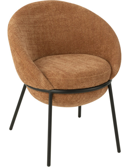 Fauteuil de table moderne boule en Tissu Terracotta Métal Noir Jopal - 1