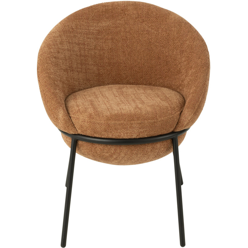 Fauteuil de table moderne boule en Tissu Terracotta Métal Noir Jopal - 2