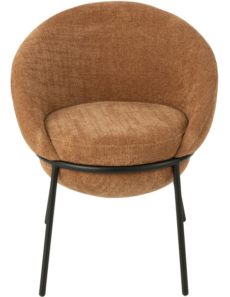 Fauteuil de table moderne boule en Tissu Terracotta Métal Noir Jopal - 2