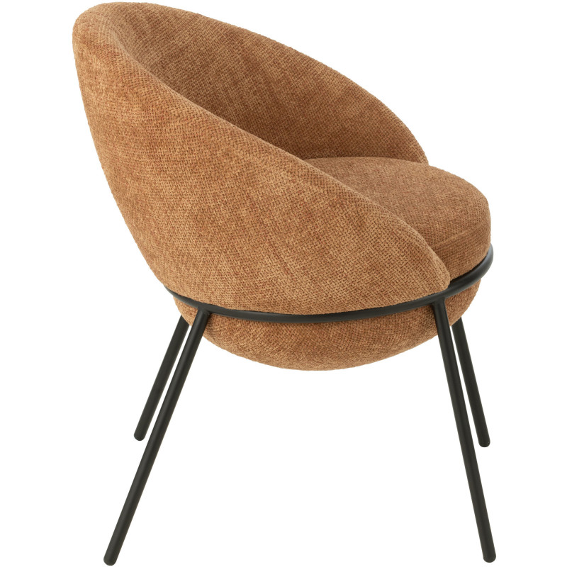 Fauteuil de table moderne boule en Tissu Terracotta Métal Noir Jopal - 3
