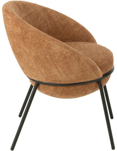 Fauteuil de table moderne boule en Tissu Terracotta Métal Noir Jopal - 3