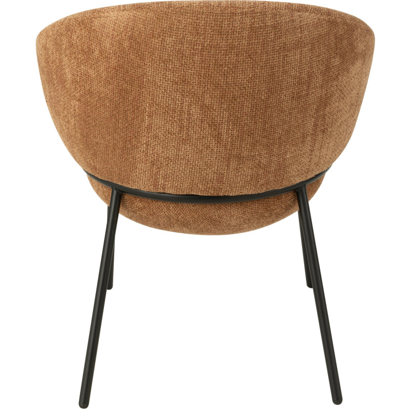 Fauteuil de table moderne boule en Tissu Terracotta Métal Noir Jopal - 4