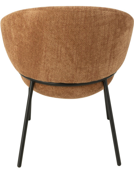 Fauteuil de table moderne boule en Tissu Terracotta Métal Noir Jopal - 4
