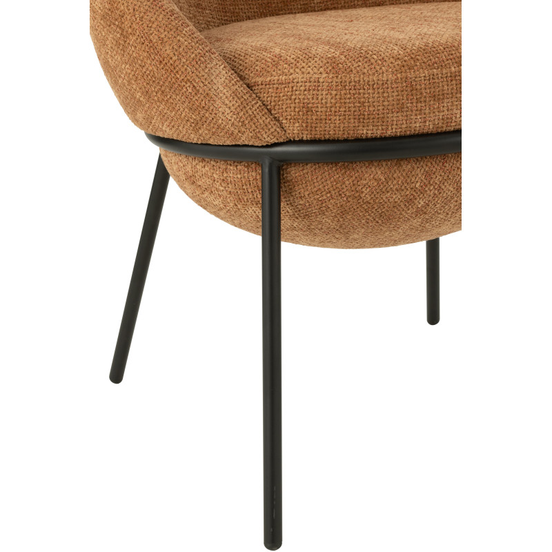 Fauteuil de table moderne boule en Tissu Terracotta Métal Noir Jopal - 5