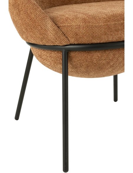 Fauteuil de table moderne boule en Tissu Terracotta Métal Noir Jopal - 5
