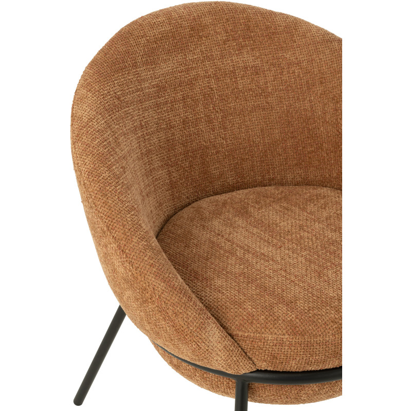Fauteuil de table moderne boule en Tissu Terracotta Métal Noir Jopal - 6