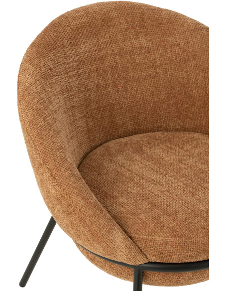 Fauteuil de table moderne boule en Tissu Terracotta Métal Noir Jopal - 6