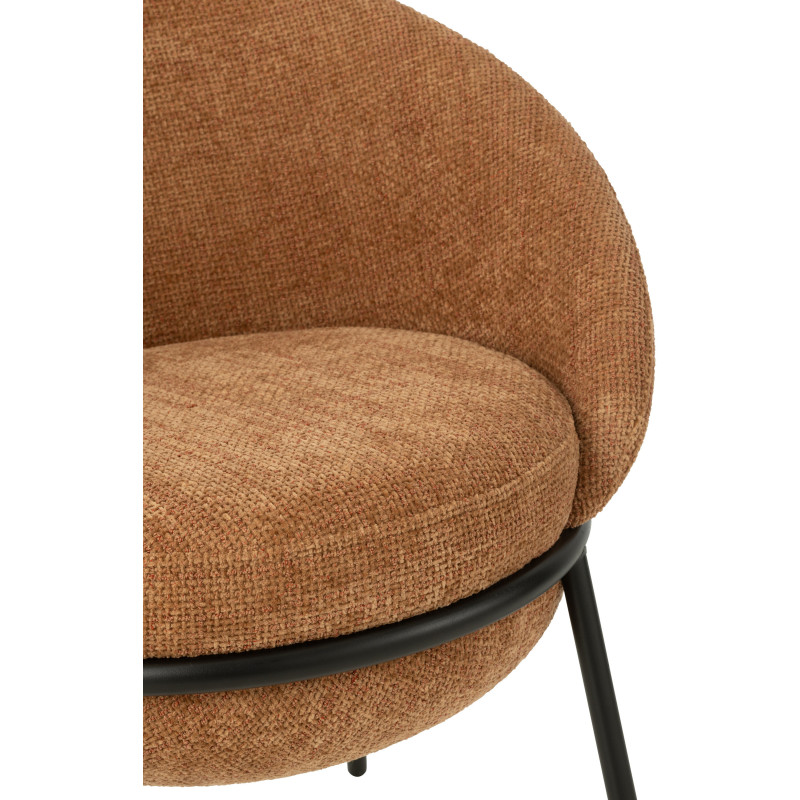 Fauteuil de table moderne boule en Tissu Terracotta Métal Noir Jopal - 7