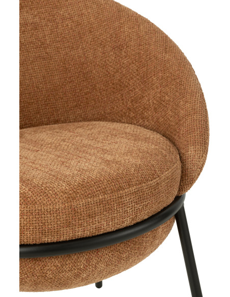 Fauteuil de table moderne boule en Tissu Terracotta Métal Noir Jopal - 7