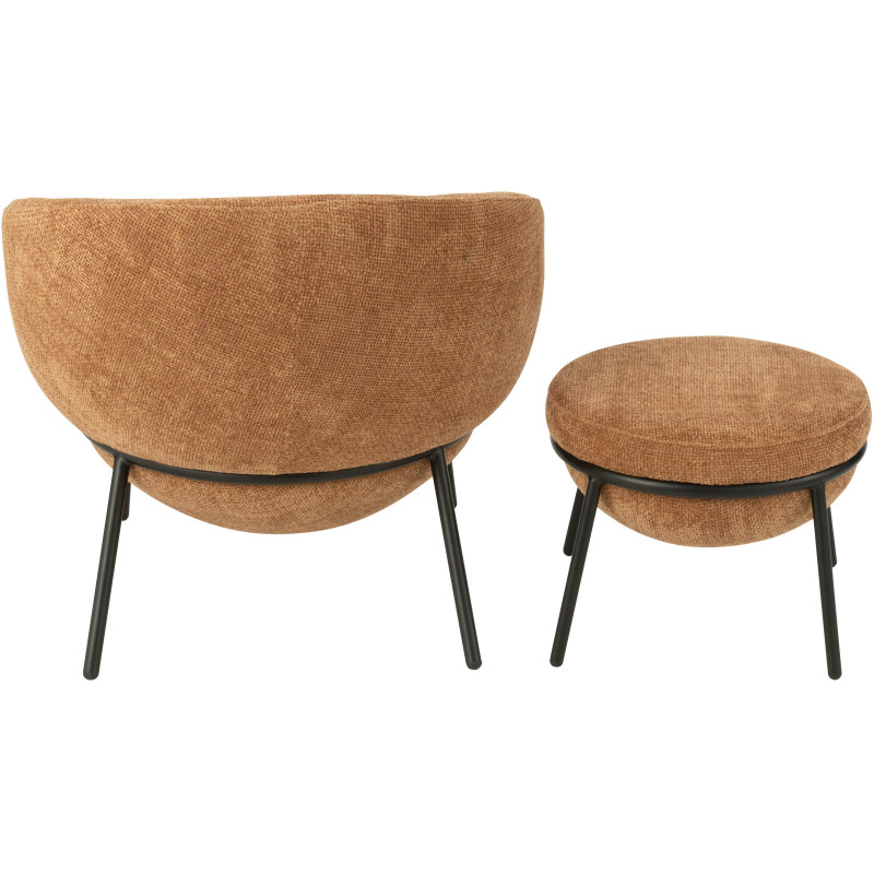 Fauteuil moderne boule avec repose-pieds en Tissu Terracotta Métal Noir Jopal - 4