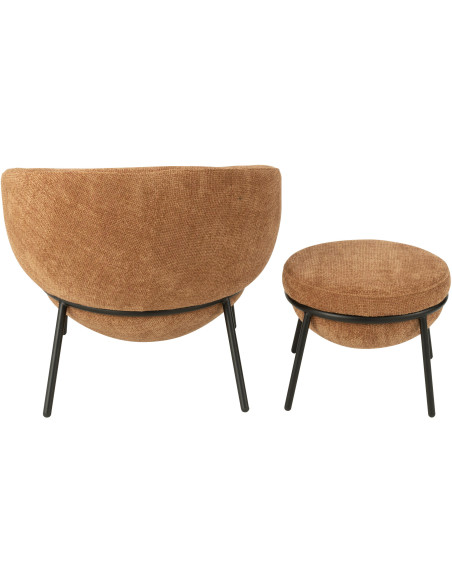 Fauteuil moderne boule avec repose-pieds en Tissu Terracotta Métal Noir Jopal - 4