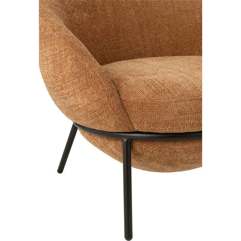 Fauteuil moderne boule avec repose-pieds en Tissu Terracotta Métal Noir Jopal - 5