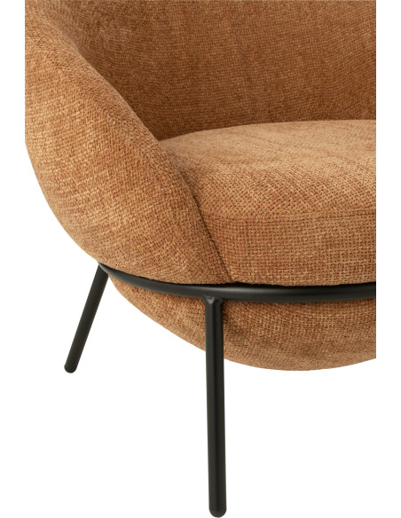 Fauteuil moderne boule avec repose-pieds en Tissu Terracotta Métal Noir Jopal - 5