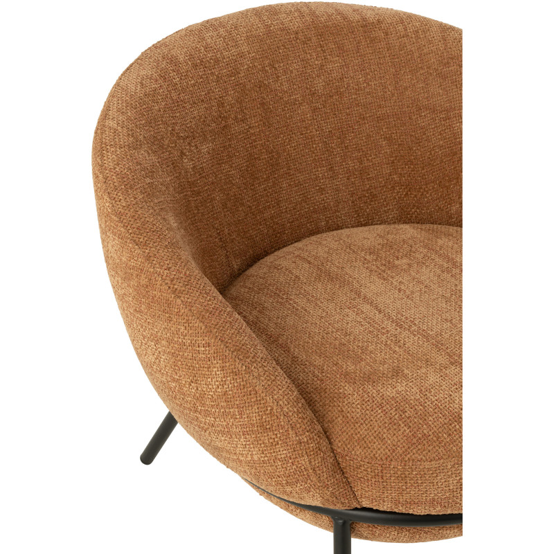 Fauteuil moderne boule avec repose-pieds en Tissu Terracotta Métal Noir Jopal - 6