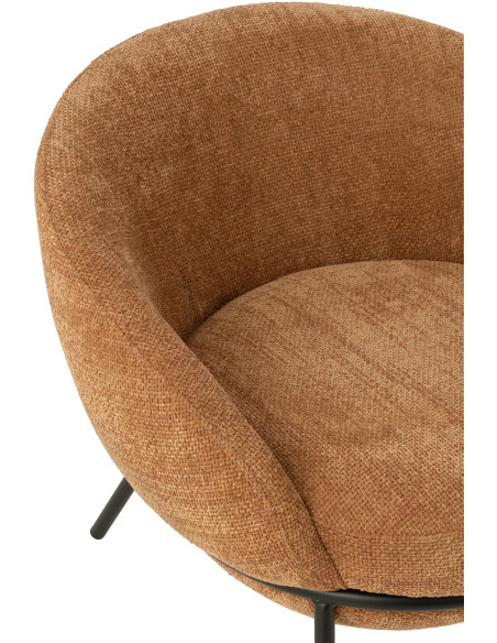 Fauteuil moderne boule avec repose-pieds en Tissu Terracotta Métal Noir Jopal - 6
