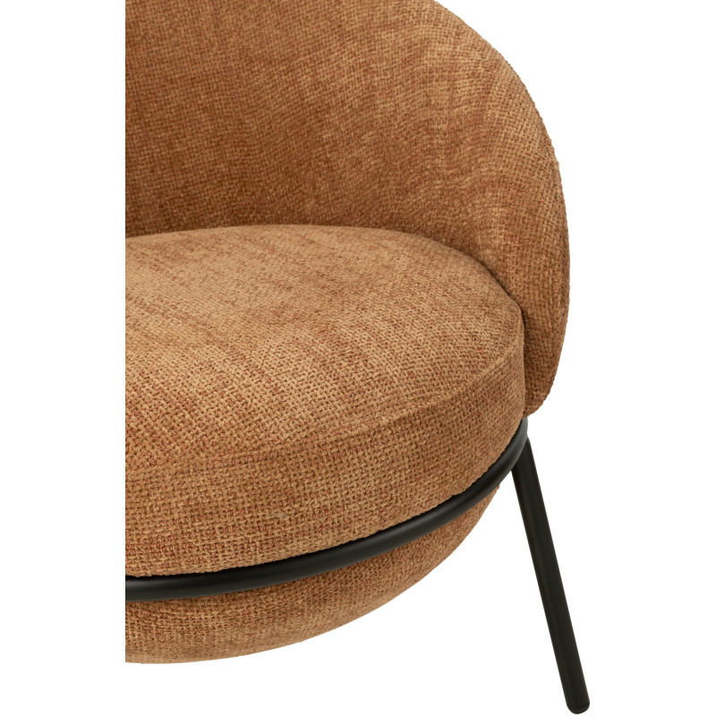 Fauteuil moderne boule avec repose-pieds en Tissu Terracotta Métal Noir Jopal - 7
