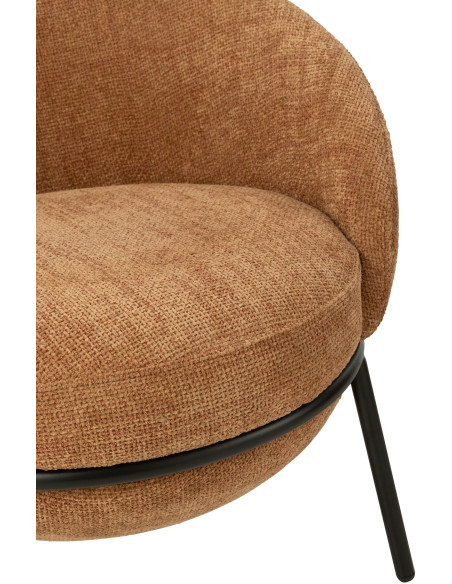 Fauteuil moderne boule avec repose-pieds en Tissu Terracotta Métal Noir Jopal - 7