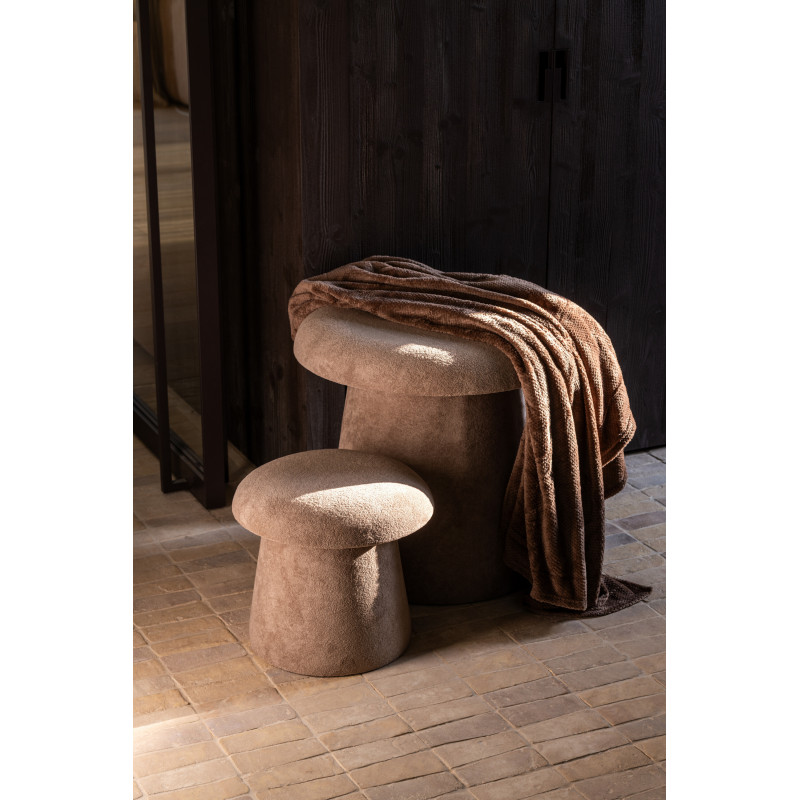 Tabouret original Champignon bouclette avec coffre en Tissu Grège Bouclé Bois MDF Mushlow - 2